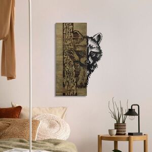 Imagine Decoratiune de perete, Whispering Timber -1, Metal, Rama din lemn (grosime 3 cm), Verde/Negru