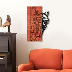 Imagine Decoratiune de perete, Whispering Timber -1, Metal, Rama din lemn (grosime 3 cm), Roșu/Negru