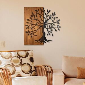Imagine Decoratiune de perete, Aura of Nature -1, Metal, Rama din lemn (grosime 3 cm), Nuc negru