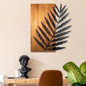 Imagine Decoratiune de perete, Hoja de Arte -1, Metal, Rama din lemn (grosime 3 cm), Nuc negru