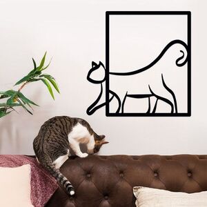 Imagine Decoratiune de perete, Cat, Metal, Grosime: 1, 2 mm, Negru
