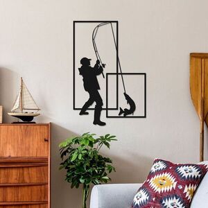 Imagine Decoratiune de perete, Pescador, Metal, Grosime: 1, 2 mm, Negru
