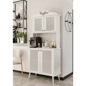 Imagine Dulap de bar pentru cafea, Hanah Home, Avior 90, 90x170x40 cm, MDF, Alb