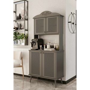 Imagine Dulap de bar pentru cafea, Hanah Home, Avior 90, 90x170x40 cm, MDF, Gri
