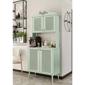 Imagine Dulap de bar pentru cafea, Hanah Home, Avior 90, 90x170x40 cm, MDF, Verde menta