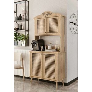 Imagine Dulap de bar pentru cafea, Hanah Home, Avior 90, 90x170x40 cm, MDF, Maro