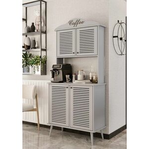 Imagine Dulap de bar pentru cafea, Hanah Home, Avior 90, 90x170x40 cm, MDF, Gri deschis