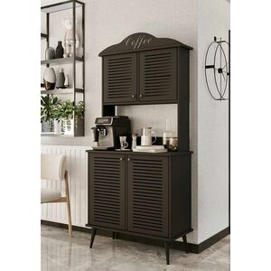 Imagine Dulap de bar pentru cafea, Hanah Home, Avior 90, 90x170x40 cm, MDF, Negru