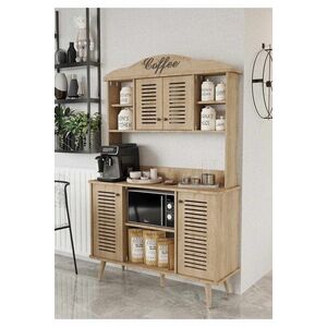 Imagine Dulap de bar pentru cafea, Hanah Home, Avior 120, 120x170x40 cm, MDF, Maro