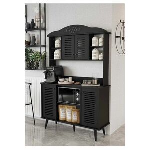 Imagine Dulap de bar pentru cafea, Hanah Home, Avior 120, 120x170x40 cm, MDF, Negru
