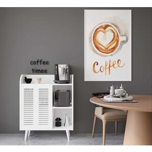 Imagine Dulap de bar pentru cafea, Hanah Home, Magnetar, 90x109x40 cm, MDF, Alb