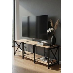 Imagine Comoda TV, Hanah Home, Tv Unit, 110x40x38 cm, PLASTIC LEMN, Negru