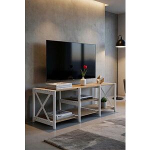 Imagine Comoda TV, Hanah Home, TV Unit Shelf, 110x40x38 cm, PLASTIC LEMN, Alb