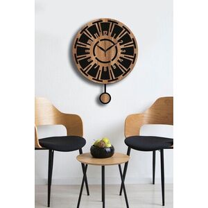 Imagine Ceas de perete decorativ, Vlnt114Mo, MDF, Diametru: 39 cm, Nuc / Negru