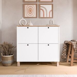 Imagine Pantofar, Hanah Home, Nord, 90x85.2x35 cm, PAL, Alb / Stejar