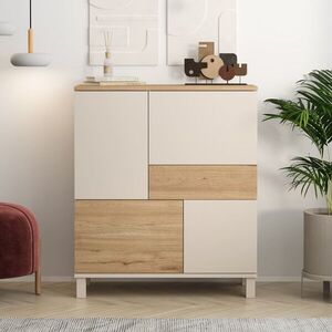 Imagine Dulap multifunctional, Hanah Home, Mood, 87.2x101.1x35 cm, PAL, Nisip / Stejar