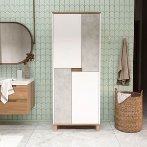Imagine Dulap multifunctional, Hanah Home, Nord, 69.7x175x40 cm, PAL, Alb / Stejar / Gri