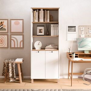 Imagine Corp biblioteca, Hanah Home, Nord, 69.5x180x32 cm, PAL, Alb / Stejar
