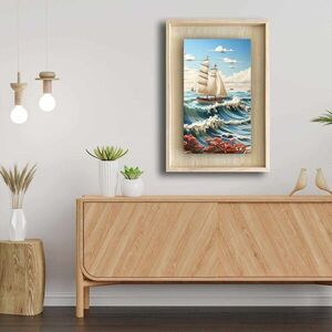 Imagine Tablou decorativ, Ahsakca, Lemn masiv, Fundal: 100% MDF de arțar (grosime: 2, 7 mm) Vopsea: 100% MDF (grosime: 5 mm), Multicolor