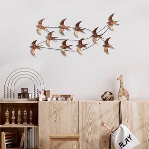 Imagine Decoratiune de perete, Flock of Swallows 1, Metal, Dimensiuni: 45 x 104 x 8 cm, Multicolor