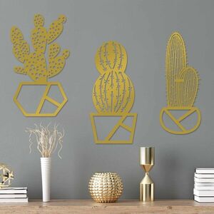 Imagine Decoratiune de perete, Cactus-2, Metal, (Grosime: 1, 5 mm), Auriu