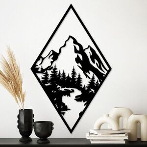 Imagine Decoratiune de perete, Montain 1, Metal, Dimensiuni: 79 x 49 cm, Negru