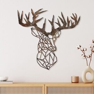 Imagine Decoratiune de perete, Rusty Deer 2, Metal, Dimensiune: 49 x 50 cm, Maro antichizat