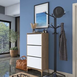 Imagine Pantofar, Hanah Home, EB116, 60x125x37.5 cm, PAL melaminat, Nuc/Alb