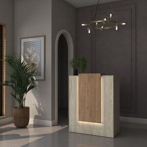 Imagine Masa de receptie, Hanah Home, MA104, 90x110x40 cm, PAL melaminat, Travertin / Nuc
