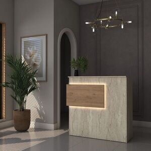 Imagine Masa de receptie, Hanah Home, MA105, 110x110x40 cm, PAL melaminat, Travertin / Nuc