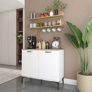 Imagine Dulap multifunctional, Hanah Home, JE232, PAL melaminat, Alb/Maro