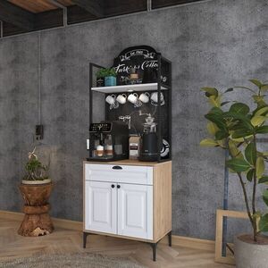 Imagine Dulap multifunctional, Hanah Home, JE158, 70x184.6x40 cm, PAL melaminat, Nuc/Alb