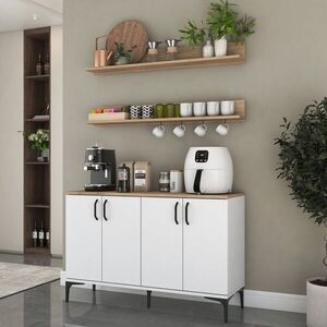 Imagine Dulap multifunctional, Hanah Home, JE234, PAL melaminat, Alb/Maro