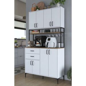 Imagine Dulap multifunctional, Hanah Home, JE213, 120x218.6x45 cm, PAL melaminat, Alb/Maro