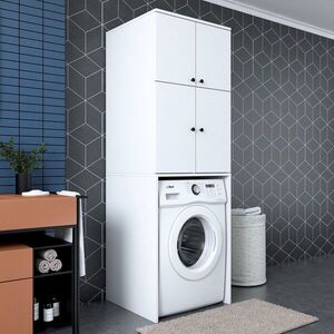 Imagine Dulap masina de spalat, Hanah Home, KD114, 65x193.6x62.5 cm, PAL melaminat, Alb