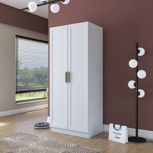 Imagine Dulap pentru haine, Hanah Home, BA203, 90x210x57.5 cm, PAL melaminat, Alb