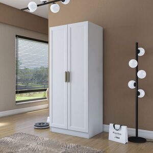 Imagine Dulap pentru haine, Hanah Home, BA201, 90x210x57.5 cm, PAL melaminat, Alb
