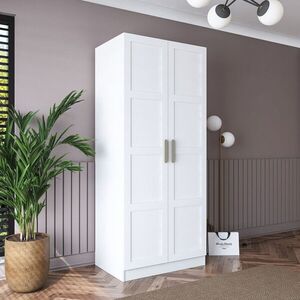 Imagine Dulap pentru haine, Hanah Home, BA189, 90x210x57.5 cm, PAL melaminat, Alb