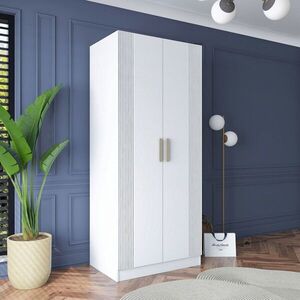 Imagine Dulap pentru haine, Hanah Home, BA181, 90x210x57.5 cm, PAL melaminat, Alb