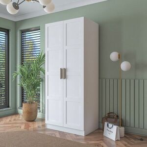 Imagine Dulap pentru haine, Hanah Home, BA187, 90x210x57.5 cm, PAL melaminat, Alb