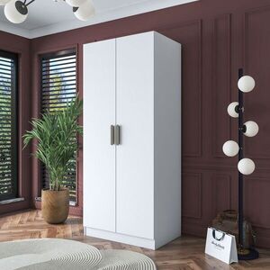 Imagine Dulap pentru haine, Hanah Home, BA161, 90x210x57.5 cm, PAL melaminat, Alb