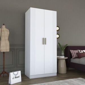 Imagine Dulap pentru haine, Hanah Home, BA225, 90x210x57.5 cm, PAL melaminat, Alb