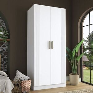 Imagine Dulap pentru haine, Hanah Home, BA222, 90x210x57.5 cm, PAL melaminat, Alb