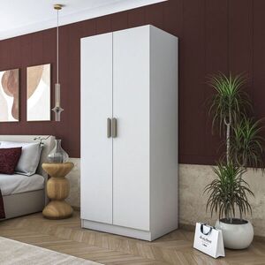 Imagine Dulap pentru haine, Hanah Home, BA171, 90x210x57.5 cm, PAL melaminat, Alb