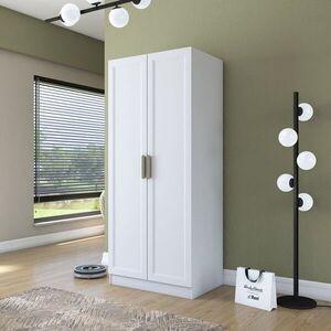 Imagine Dulap pentru haine, Hanah Home, BA202, 90x210x57.5 cm, PAL melaminat, Alb