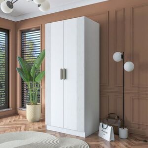 Imagine Dulap pentru haine, Hanah Home, BA180, 90x210x57.5 cm, PAL melaminat, Alb