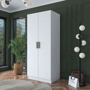 Imagine Dulap pentru haine, Hanah Home, BA160, 90x210x57.5 cm, PAL melaminat, Alb