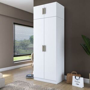 Imagine Dulap pentru haine, Hanah Home, BA211, 90x255x57.5 cm, PAL melaminat, Alb