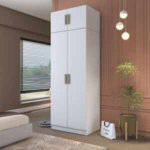Imagine Dulap pentru haine, Hanah Home, BA209, 90x255x57.5 cm, PAL melaminat, Alb