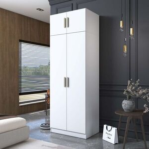 Imagine Dulap pentru haine, Hanah Home, BA210, 90x255x57.5 cm, PAL melaminat, Alb
